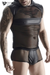 T-shirt � capuche wetlook et mesh - Regnes